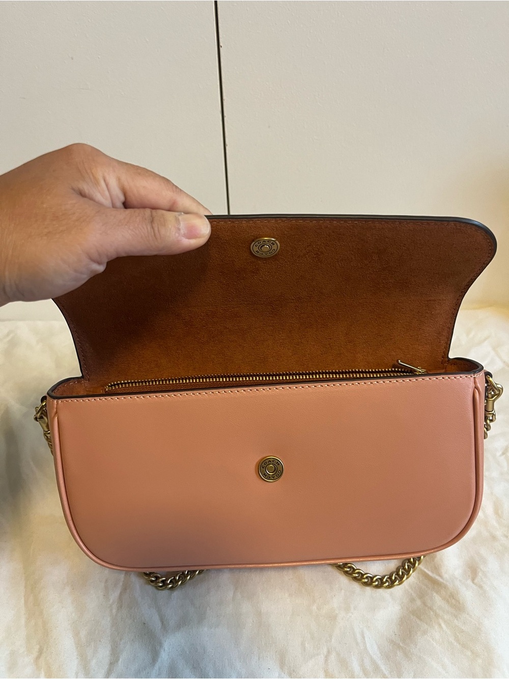 Coach Brook Flap Chain Bag 
Peach/Brass - Picture 9 of 12